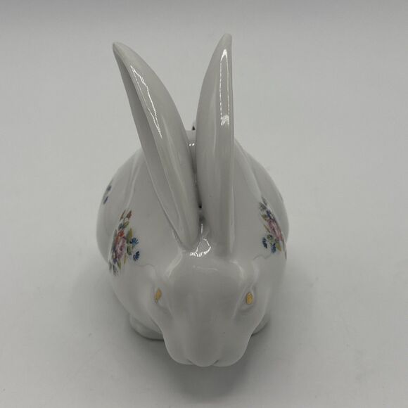 Vintage Winrose Collection Floral Long Ear Bunny Rabbit Bank Small 4.5”x4” - Picture 7 of 15